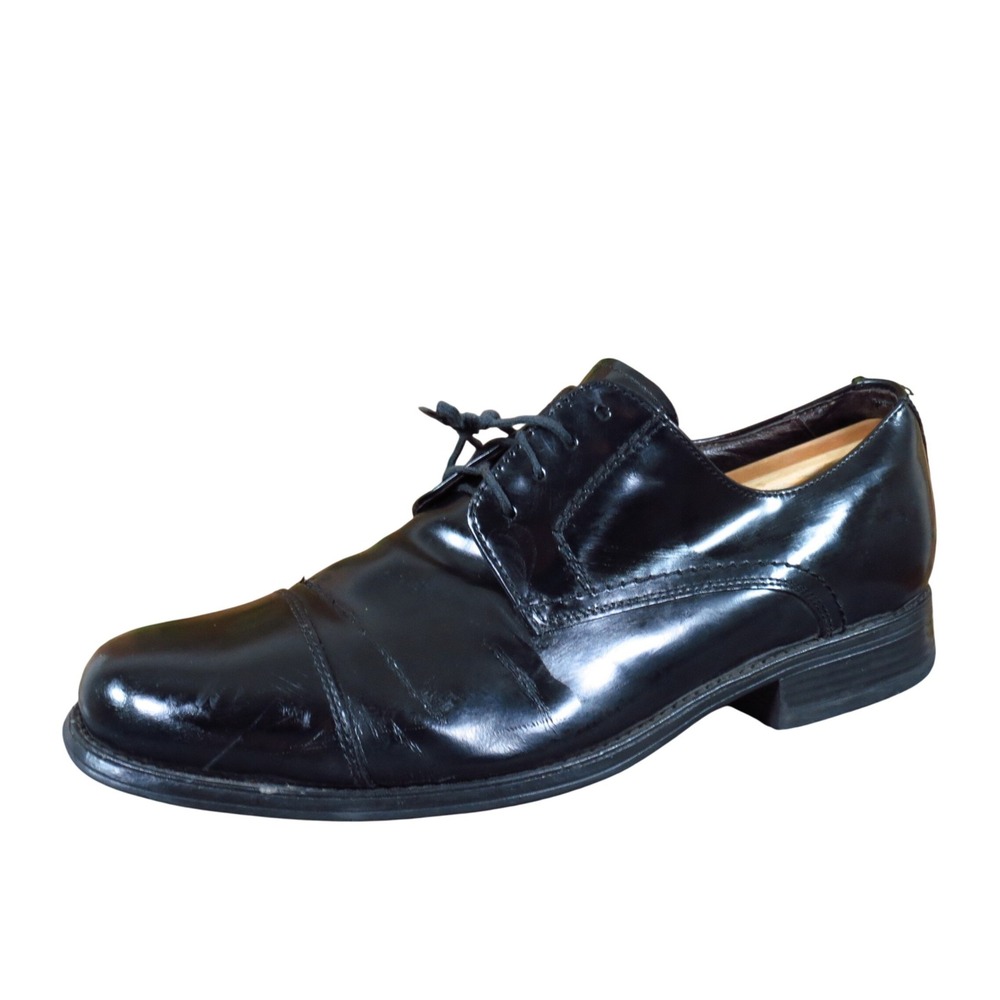 Johnston & Murphy Melton Men Derby Oxford 10.5 Formal Business Black Leather